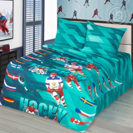 Комплект детского постельного белья из бязи "Хоккей" 