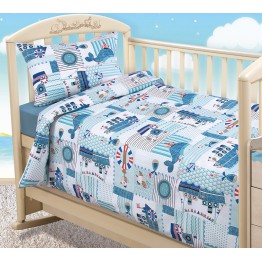 Комплект детского постельного белья из перкаля "Кораблики 1" 