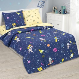 Комплект детского постельного белья из поплина "Космический десант"