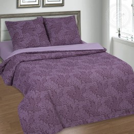 Комплект постельного белья из поплина с простыней на резинке "Вирджиния (фиолетовая)"