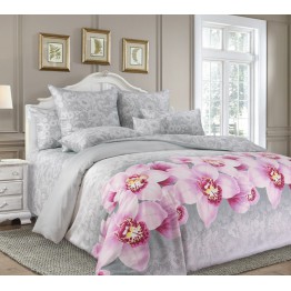Комплект постельного белья из сатина "Аромат орхидеи 6" (серый)