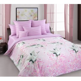 Комплект постельного белья из сатина "Журавлиный танец 4" (розовый)